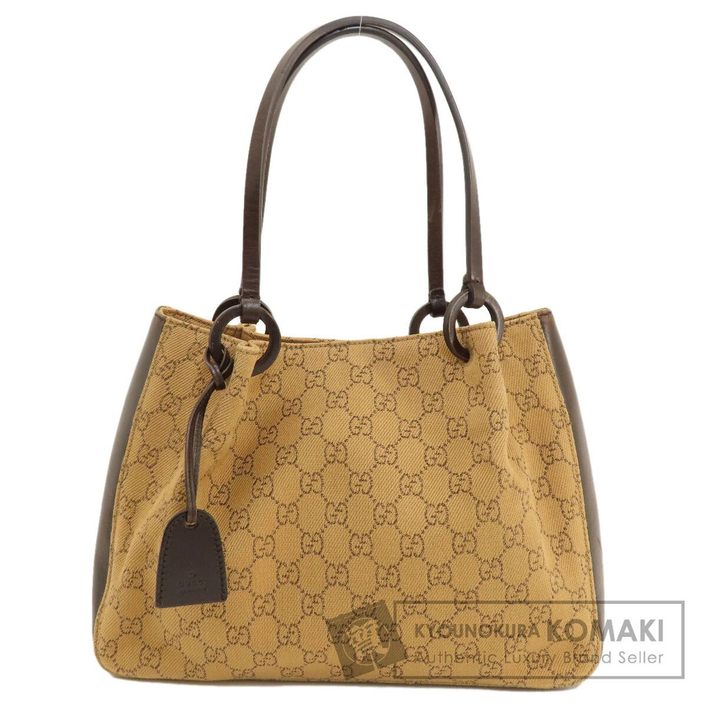 Gucci GG Tote Bag brown leather trim canvas